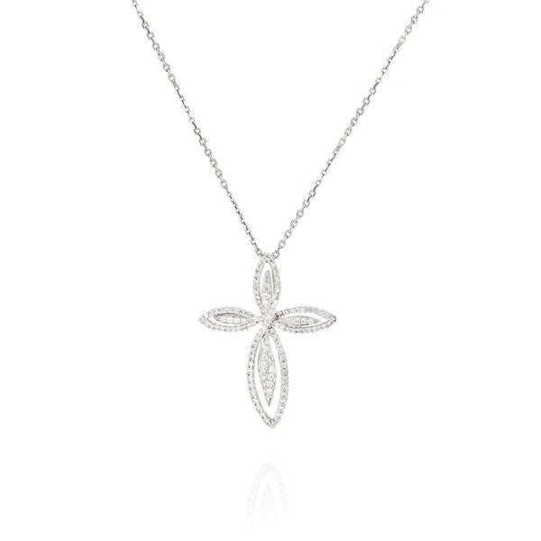 18 Karat White Gold Diamond Cross Pendant