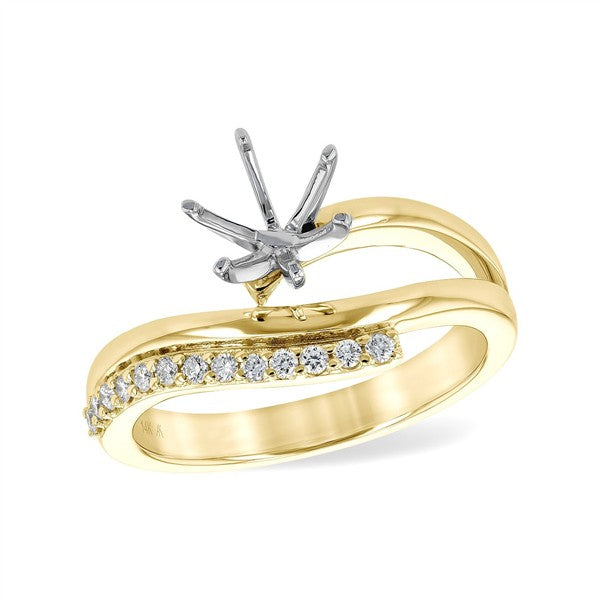 14K Asymmetrical Diamond Semi-Mount Engagement Ring