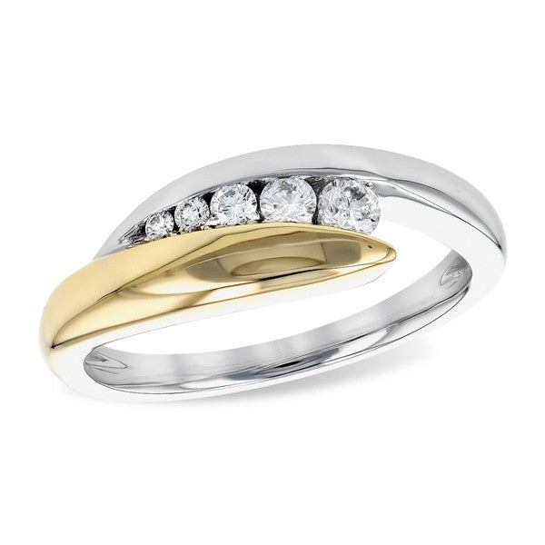 14K Two Tone Bypass Diamond Fashion Ring