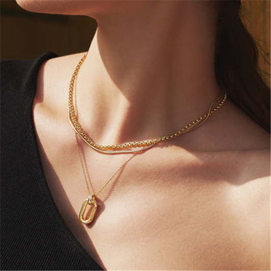 14K Gold Plated Classic Rolo Chain Necklace