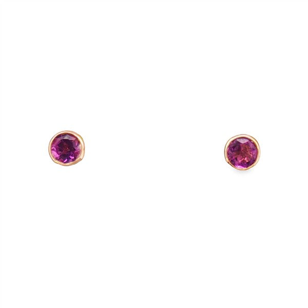 14K Amethyst Birthstone Bezel Stud Earrings