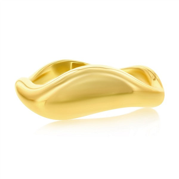 Sterling Silver 14K Gold Plated Puffed Wavy Ring