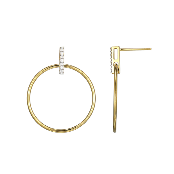 Gold-Plated Front Hoop Lab Grown Diamond Earrings
