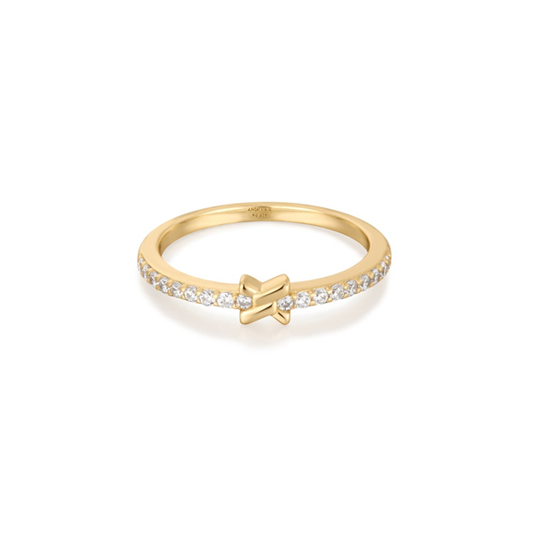 14K Gold Plated Twisted Wire CZ Ring