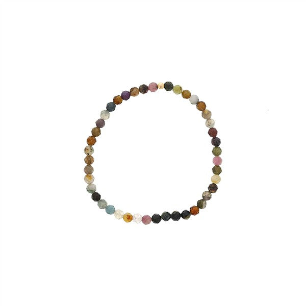 Faceted Multicolored Tourmaline Bead Stretch Bracelet
