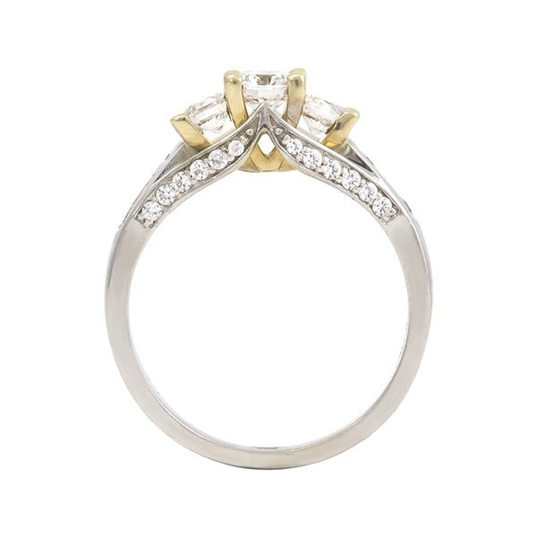 14 Karat Two-Tone 1.10ctw Three Stone Engagement Ring