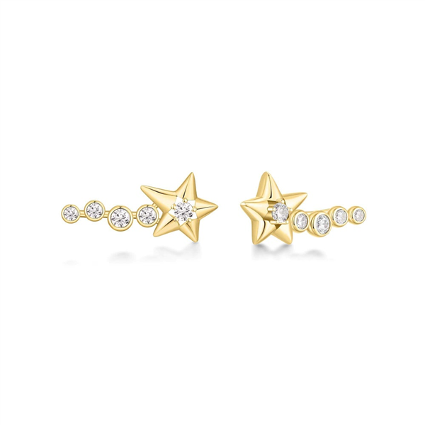 14K Gold Plated Sparkling Meteor Climber Earrings