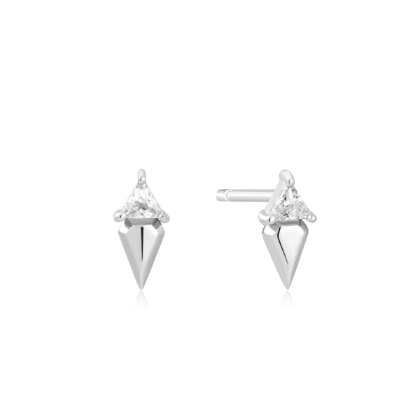 Sterling Silver White Geometric CZ Stud Jacket Earrings