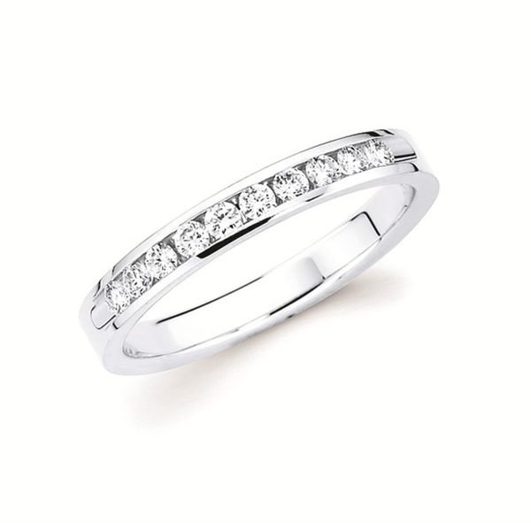 14K 1/4ctw Channel Set Diamond Wedding Band