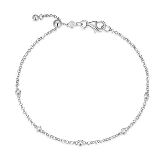 Sterling Silver Bezel Station Lab Grown Diamond Bracelet