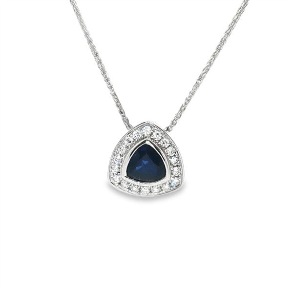 14K Trillian Sapphire & Diamond Halo Pendant