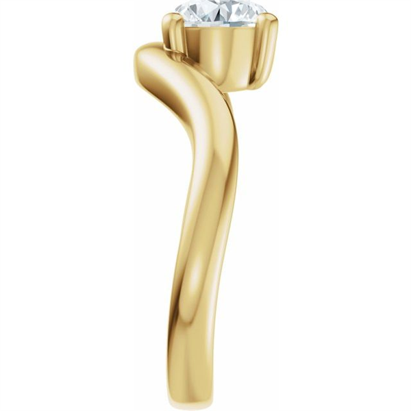 14K Yellow Gold Assymetrical Curve Set Diamond Ring