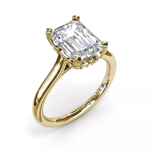 14K Diamond Hidden Halo Semi-Mount Engagement Ring