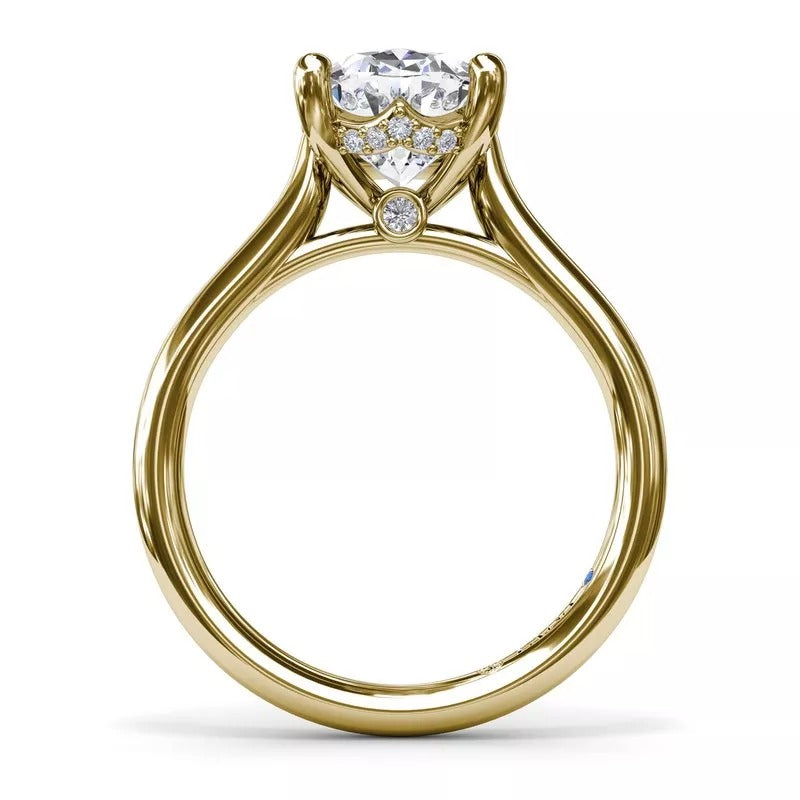 14KY Solitaire Hidden Halo Diamond Semi-Mount Engagement Ring
