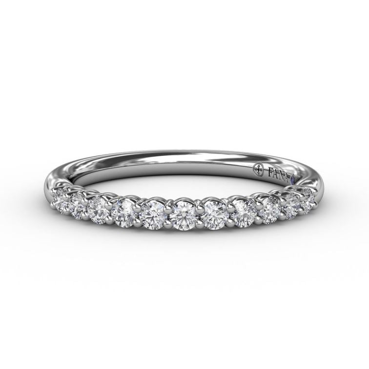 14 Karat White Gold Diamonds Delicate Shared Prong Wedding Band