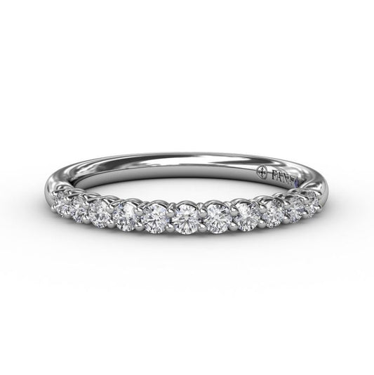 14 Karat White Gold Diamonds Delicate Shared Prong Wedding Band