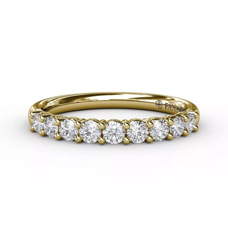 14K Yellow Gold Diamond Shared Prong Wedding Band