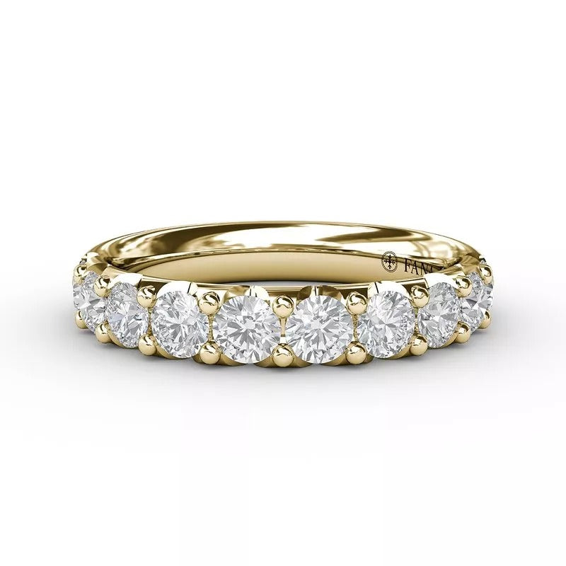 14 Karat Yellow Gold Diamond Shared Prong Wedding Band
