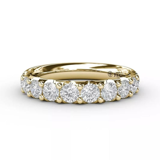 14 Karat Yellow Gold Diamond Shared Prong Wedding Band