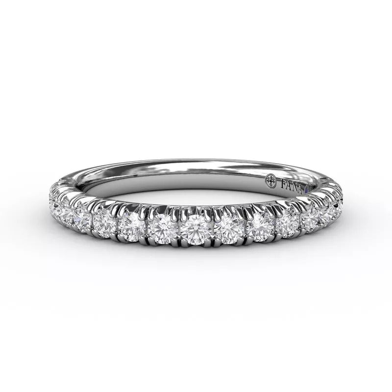 14 Karat White Gold Diamond Pave Wedding Band