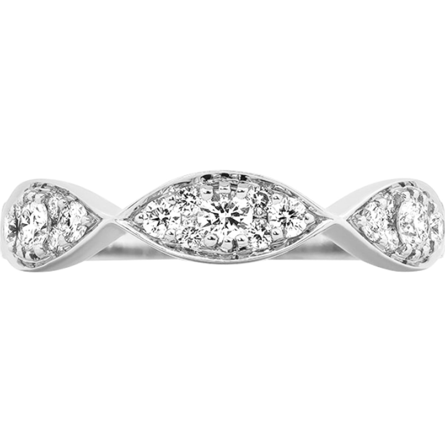 14 Karat White Gold Polished Twist Diamond Wedding Band