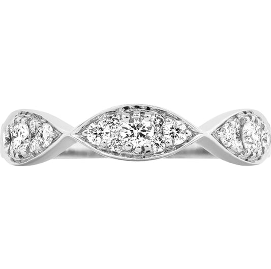 14 Karat White Gold Polished Twist Diamond Wedding Band