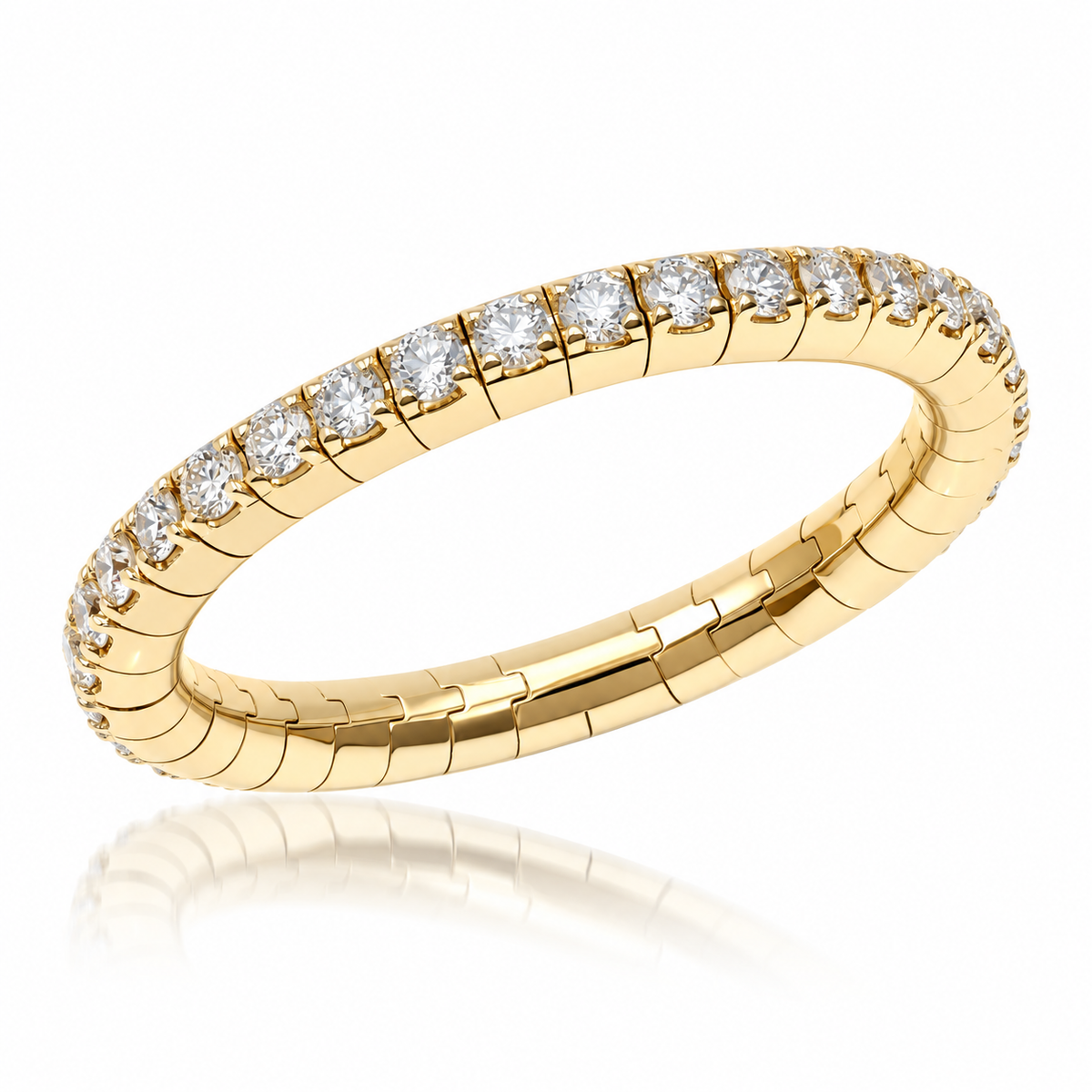 14 Karat Yellow Gold Diamonds Flexible Fit Eternity Wedding Band
