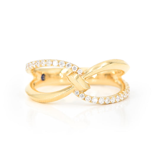 18K Open Knotted Twist Diamond Fashion Ring