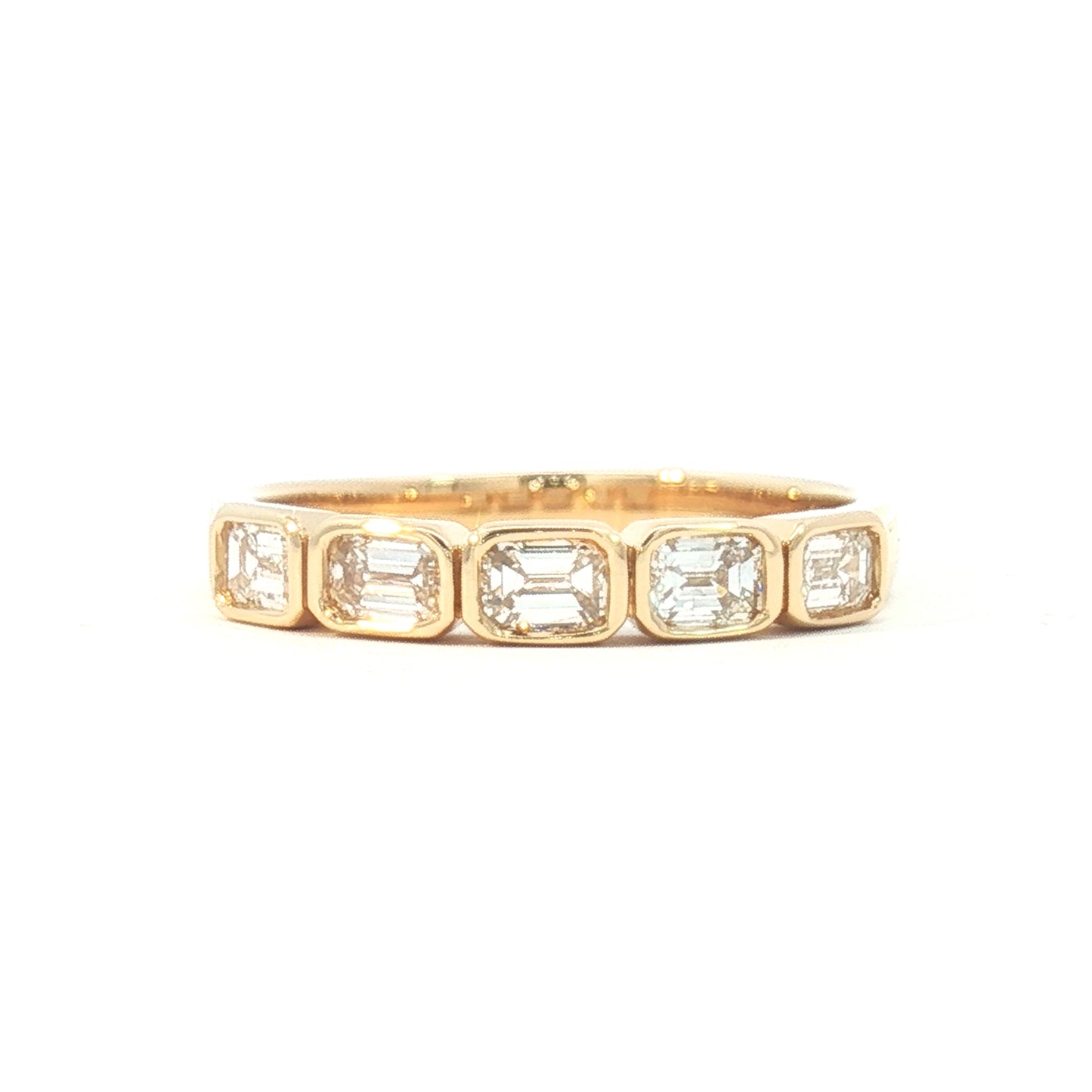 18K Bezel East West 5-Stone Emerald-cut Diamond Band