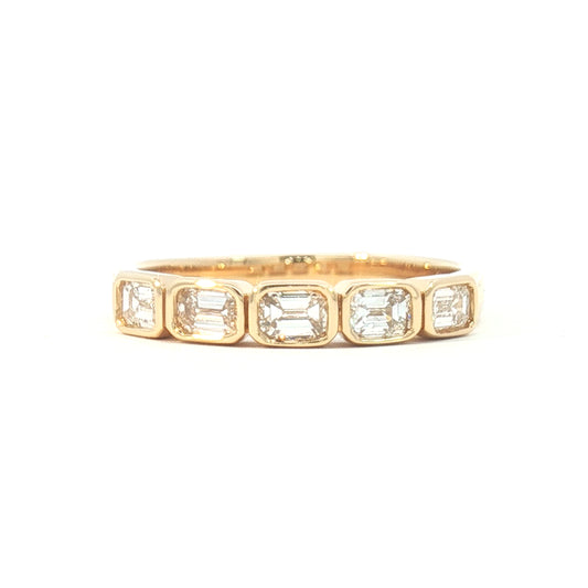 18K Bezel East West 5-Stone Emerald-cut Diamond Band