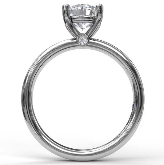 14 Karat White Gold Diamonds Solitaire Semi-Mount Engagement Ring