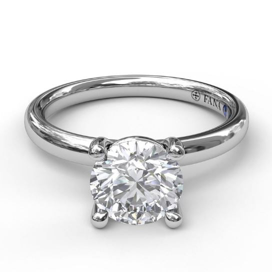 14 Karat White Gold Diamonds Solitaire Semi-Mount Engagement Ring