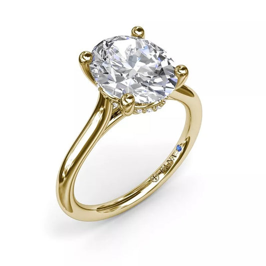 14KY Solitaire Hidden Halo Diamond Semi-Mount Engagement Ring