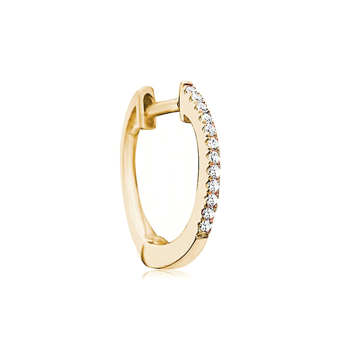 14K Single Small Diamond Huggie Hoop Earring