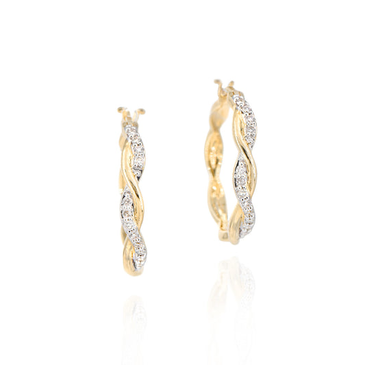 14K Diamond Twist Hoop Earrings