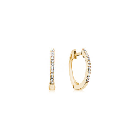 14K Yellow Gold Small Diamond Hoop Earrings