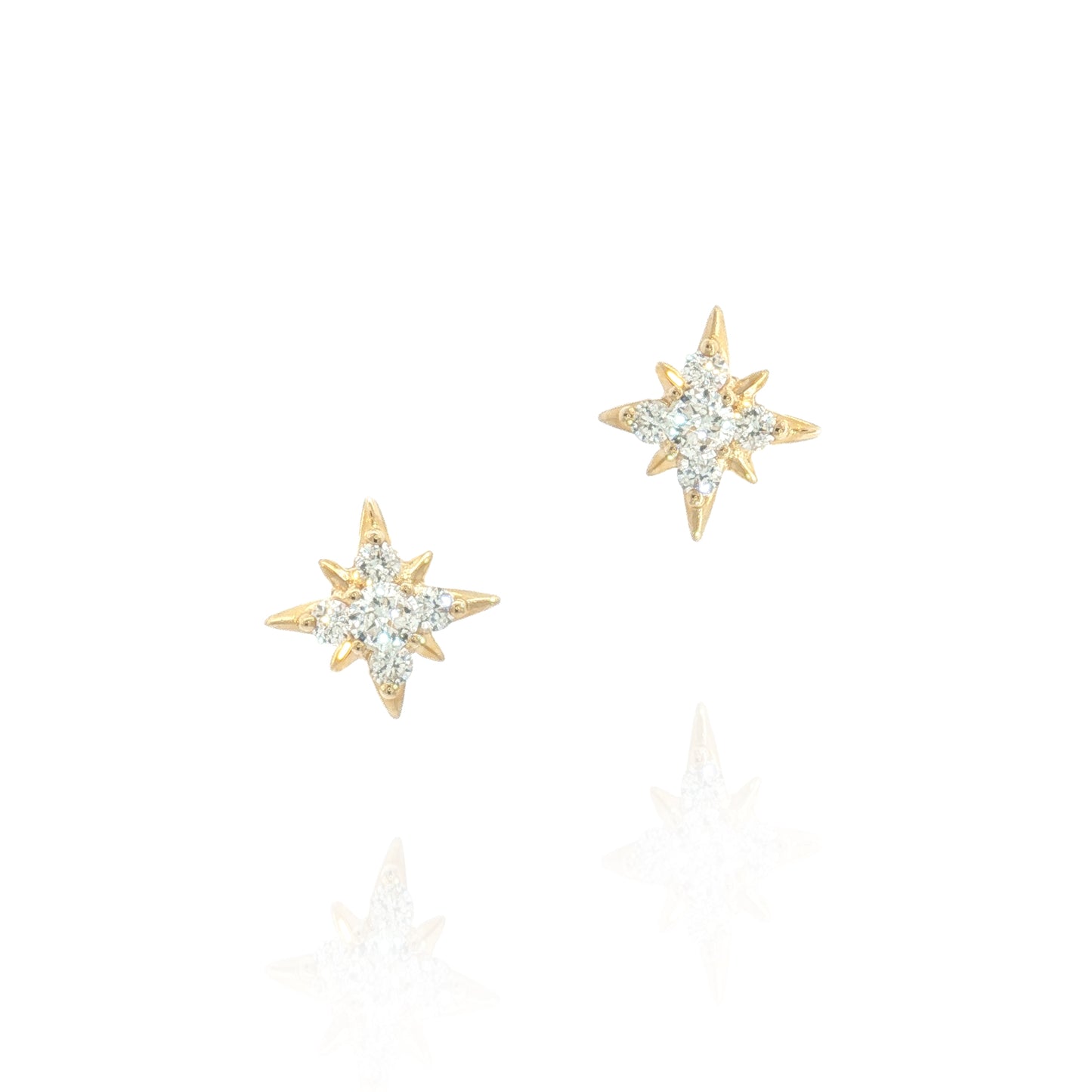14K Diamond Starburst Stud Earrings