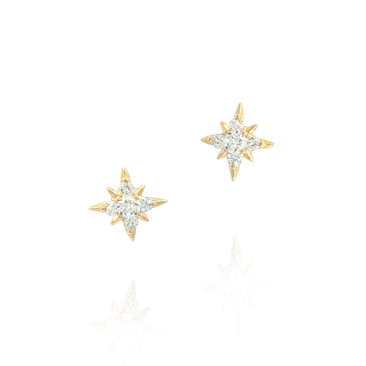 14K Diamond Starburst Stud Earrings