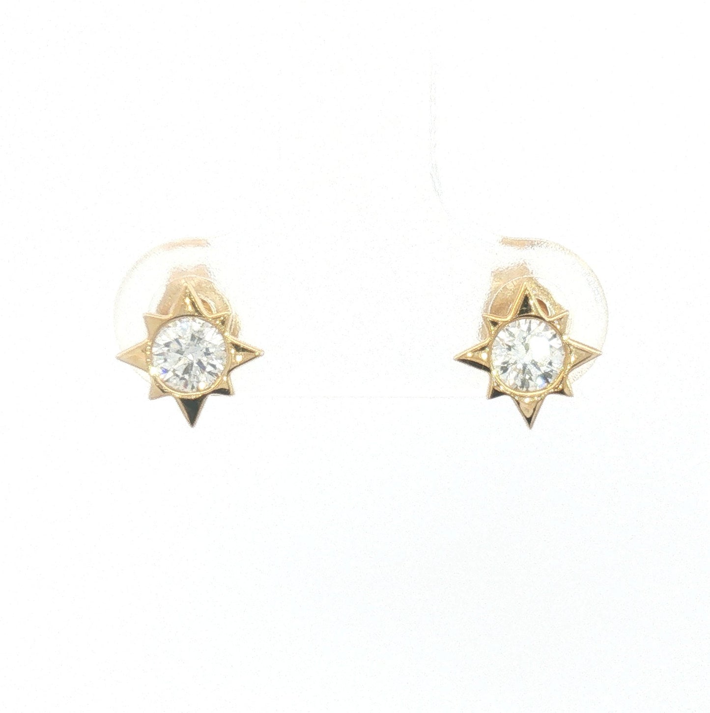 14K Diamond Bezel Star Stud Earrings