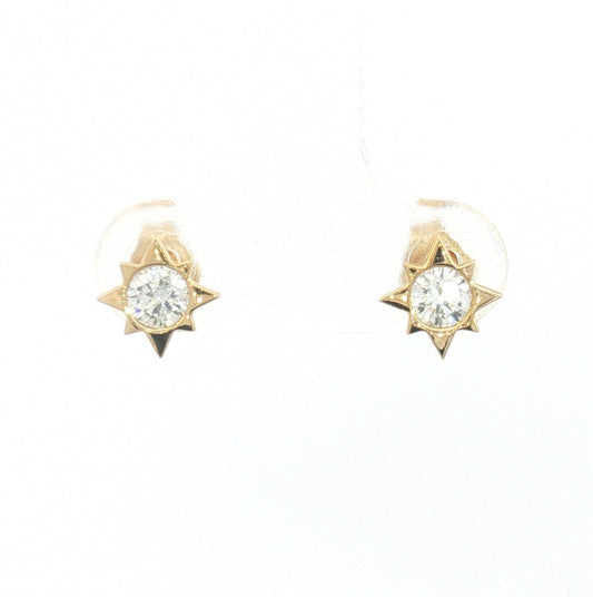 14K Diamond Bezel Star Stud Earrings