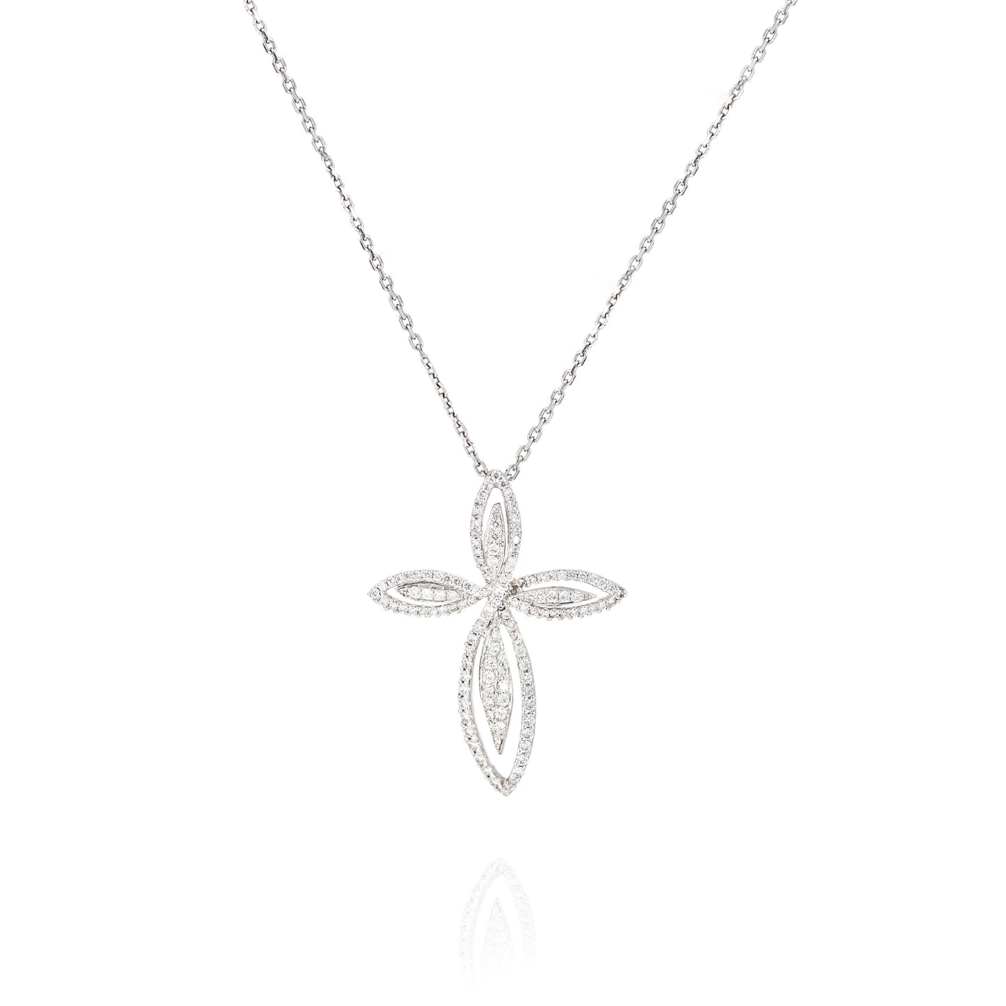 18 Karat White Gold Diamond Cross Pendant