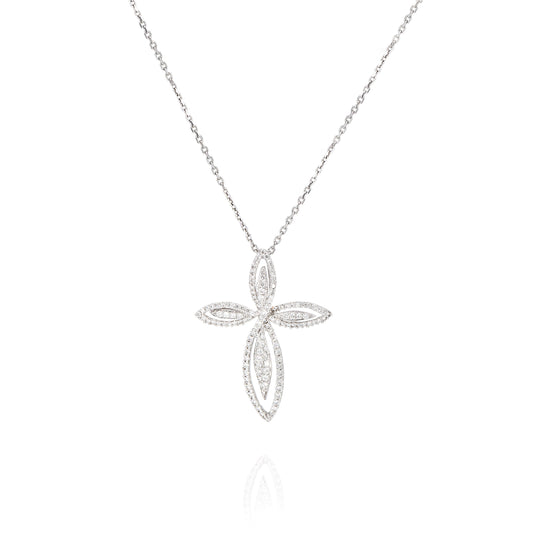 18 Karat White Gold Diamond Cross Pendant
