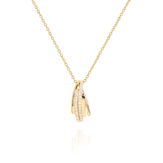 18K Abstract Sculptural Curve Diamond Pendant