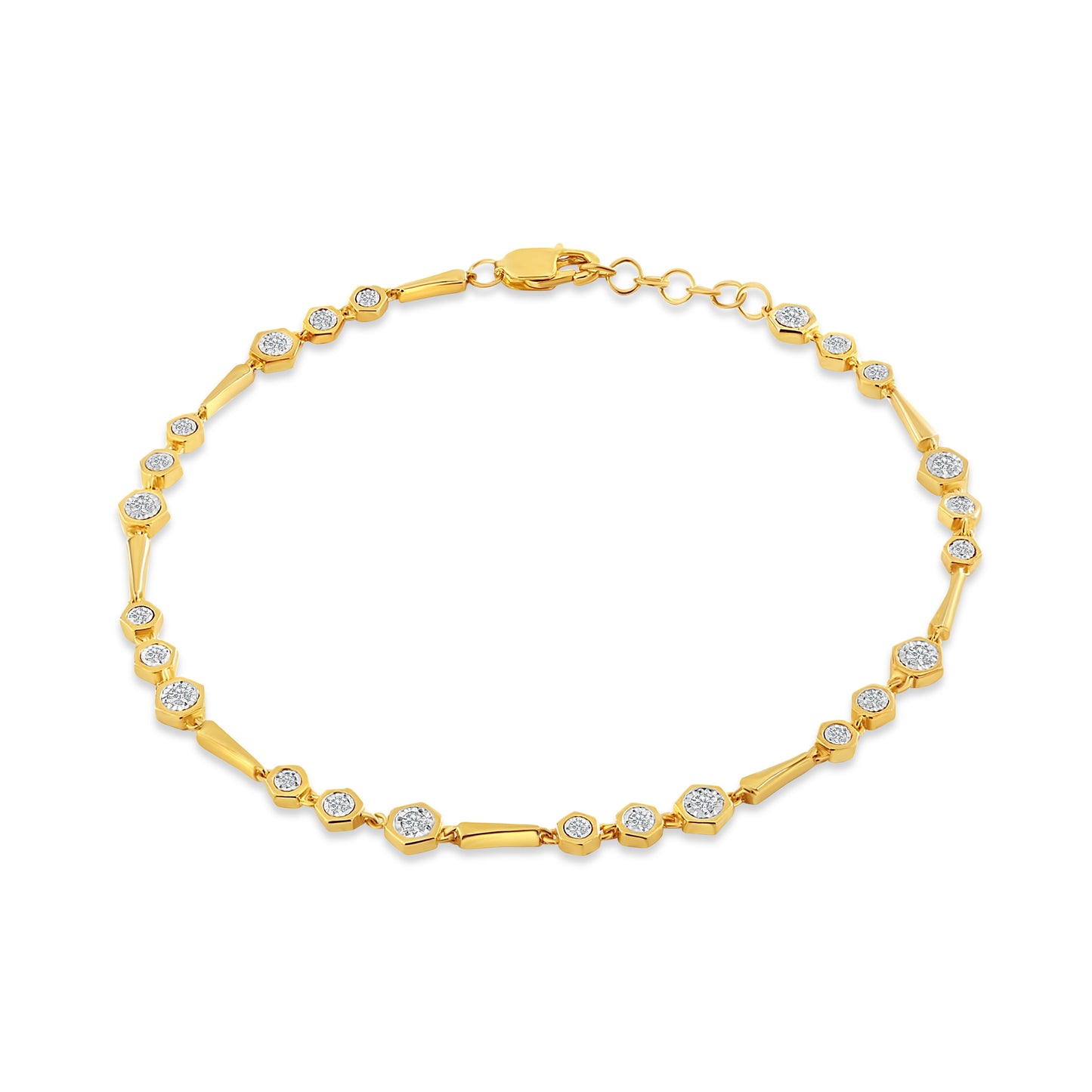 14K Hexagon-Set Diamond Pattern Bracelet