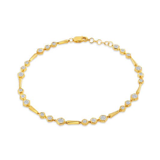 14K Hexagon-Set Diamond Pattern Bracelet
