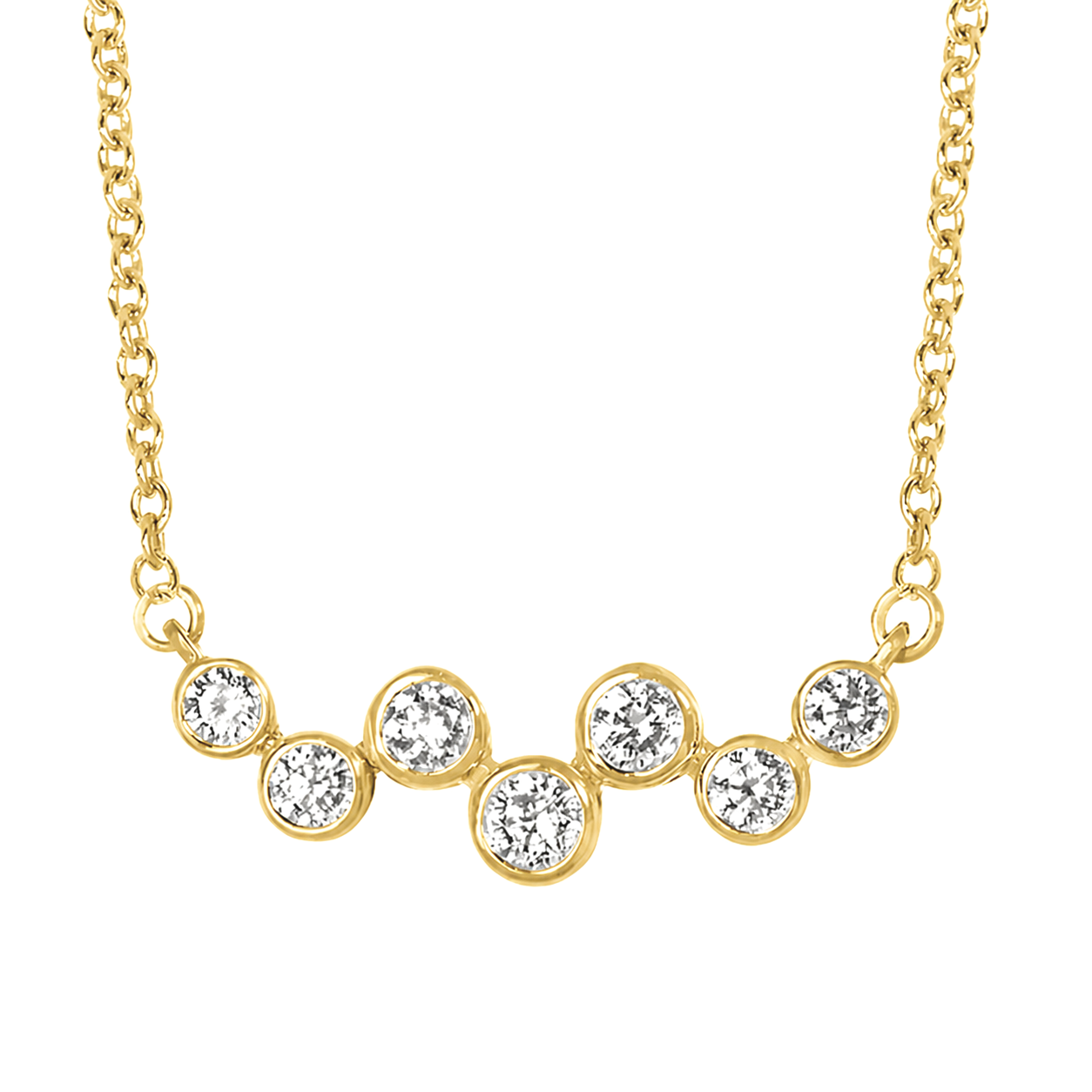 14K Gold Plated Bezel Bubble Lab Grown Diamond Necklace