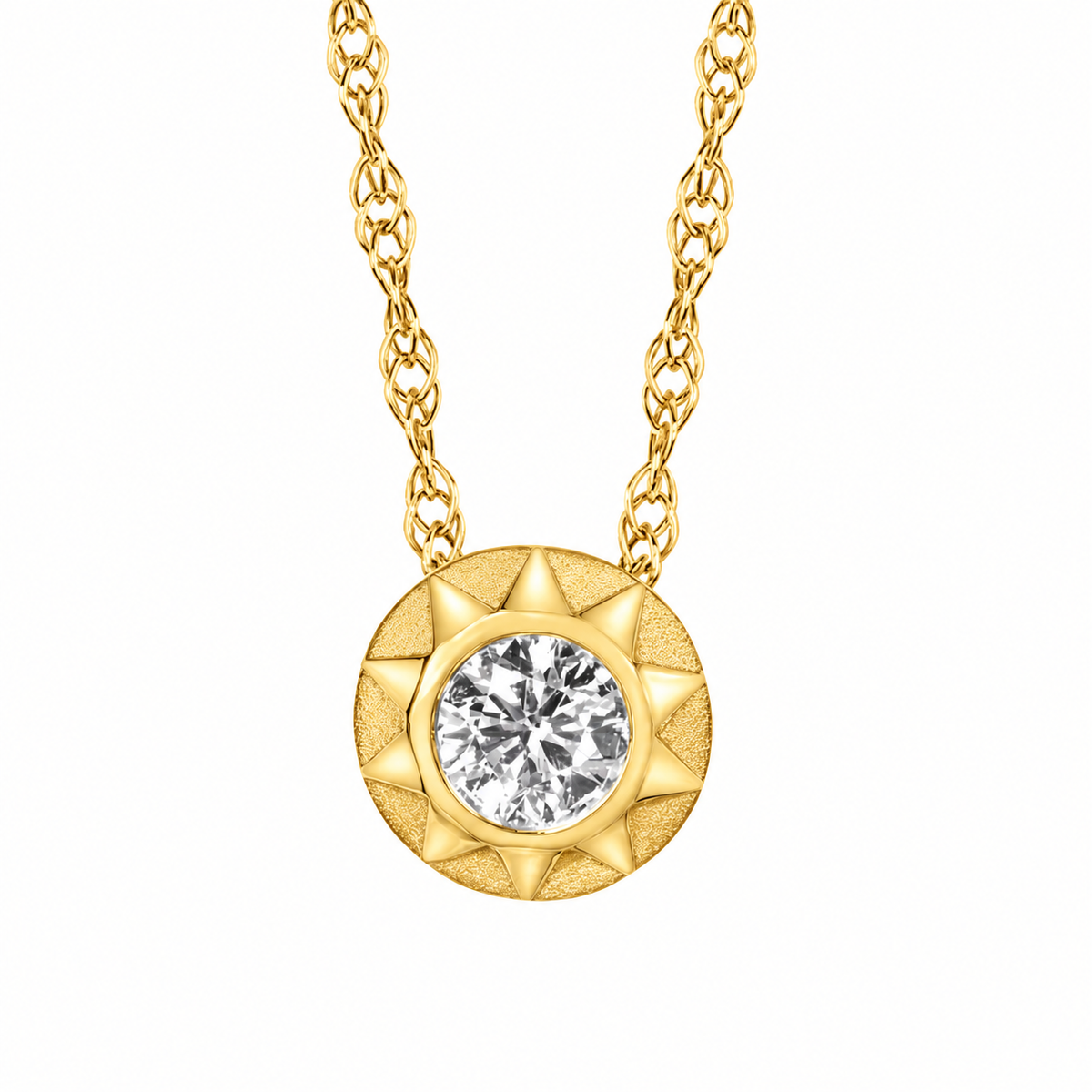 Sterling Silver Sun Bezel Lab Grown Diamond Necklace