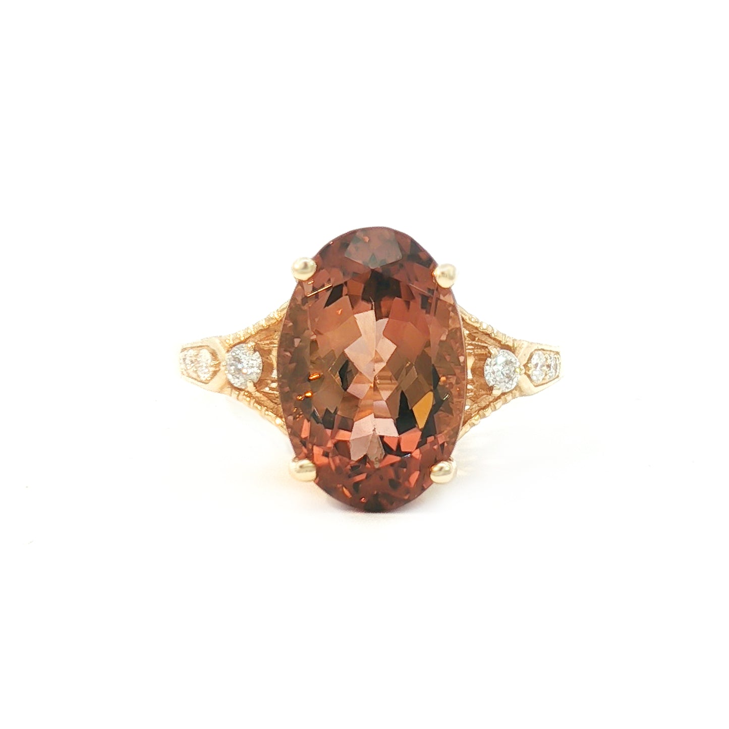 14K Bicolor Tourmaline Flush Set Tapered Cocktail Ring
