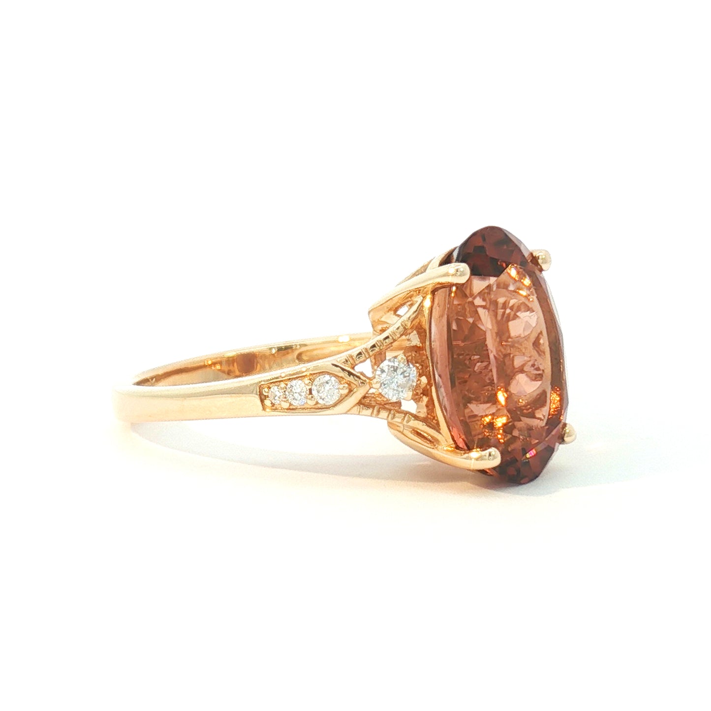 14K Bicolor Tourmaline Flush Set Tapered Cocktail Ring