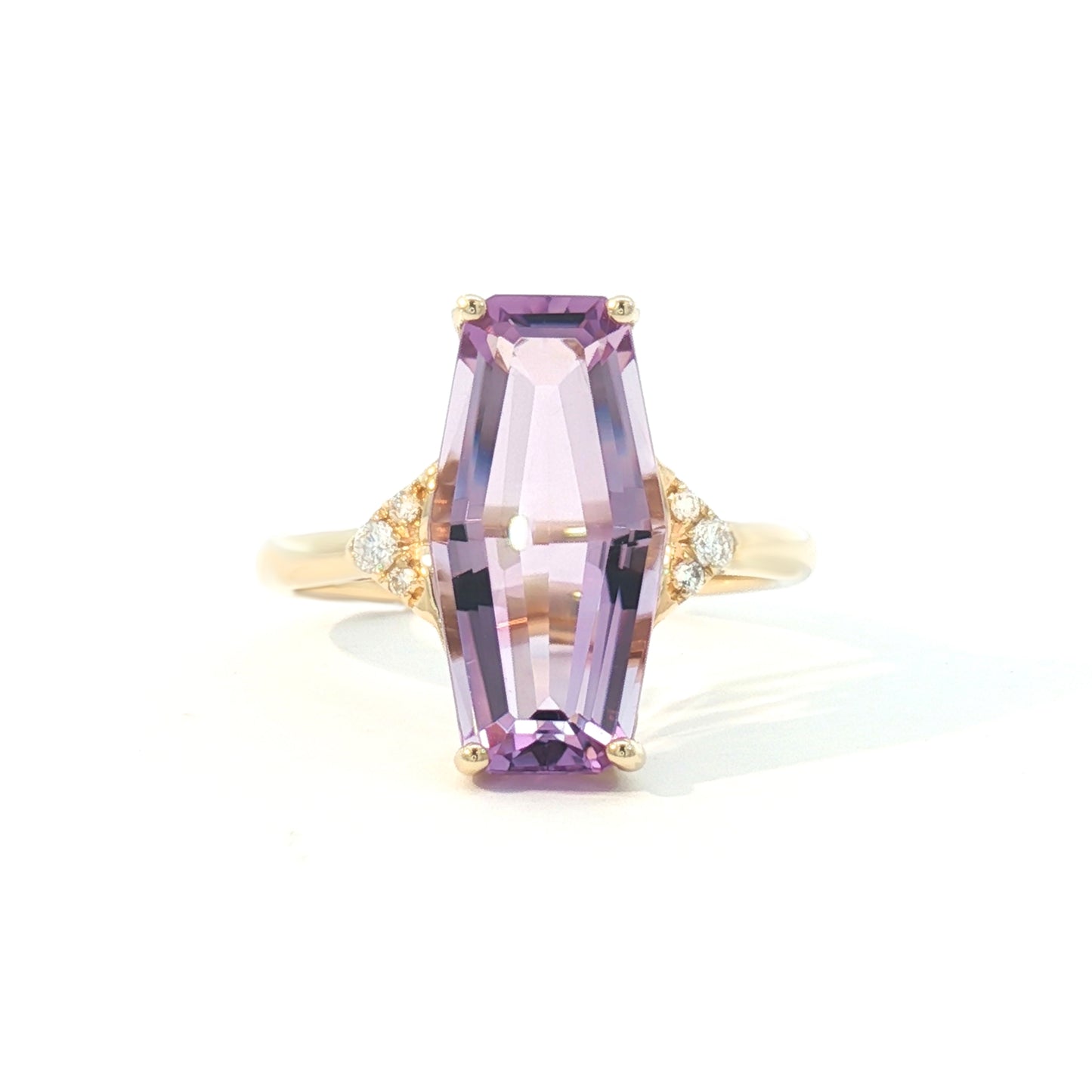 14K Geometric Fantasy Cut Light Purple Amethyst Ring